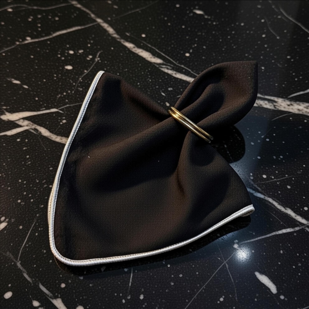 دستمال سفره مشکی دور نقره ای